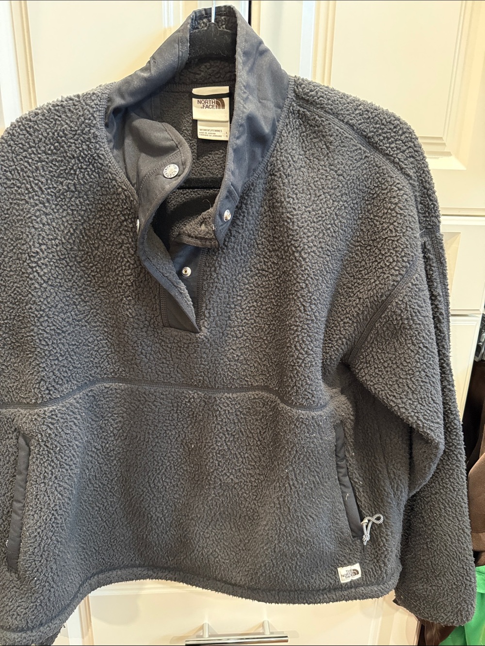 The North Face black Sherpa Snap Pullover